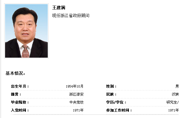 到中國黨政領導干部資料庫查詢 王建滿同志簡歷