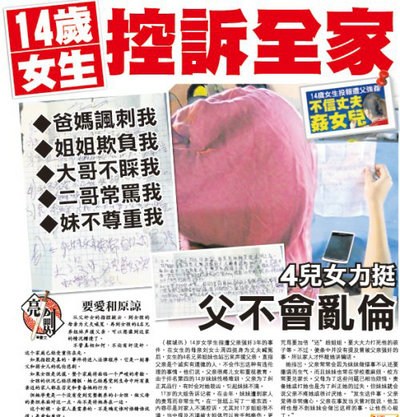 大馬華裔女生遭生父性虐四兒女力挺父親不會亂倫
