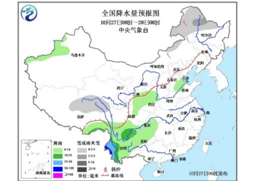 弱冷空氣影響中國東北華北西南地區多陰雨天氣