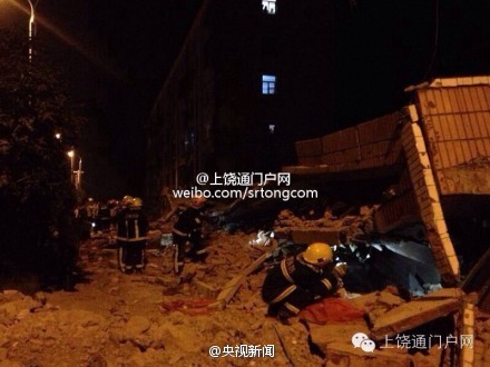 江西上饒一樓房垮塌致2人死亡救援已結束（圖）