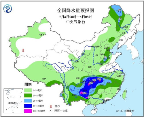 長江中下游局地有大暴雨華北東北多陣雨