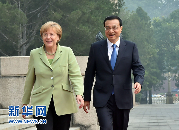 7月7日，中國國務院總理李克強在北京人民大會堂同德國總理默克爾舉行會談。 新華社記者 李濤 攝 