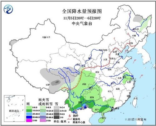 江南華南局地有暴雨東北華北大部將降溫4～6℃