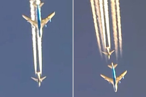 兩架客機(jī)于萬米高空上演追逐大戲場面驚險(xiǎn)（圖）