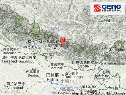 尼泊爾發(fā)生7.1級(jí)地震震源深度10千米（圖）