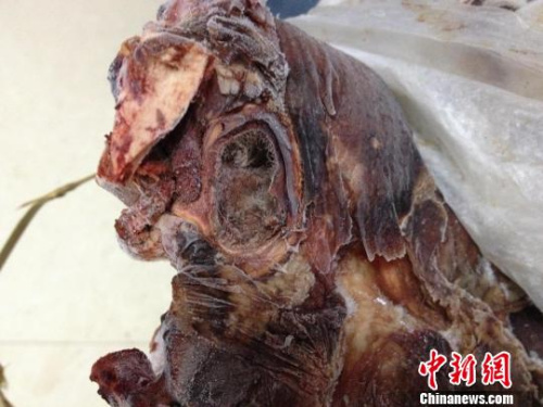 圖為查獲的大熊貓肉　云南省森林公安局供圖　攝