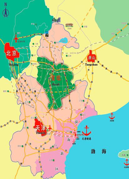 p46 在京唐秦發展軸上,寶坻與北京、唐山、秦皇島并列為四大重要節點。