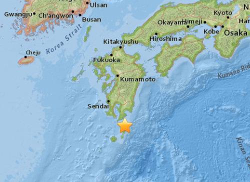 日本南部海域發生5.1級地震震源深度25.6公里