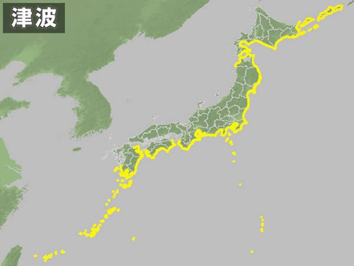 日本此前受海嘯波及的范圍圖。