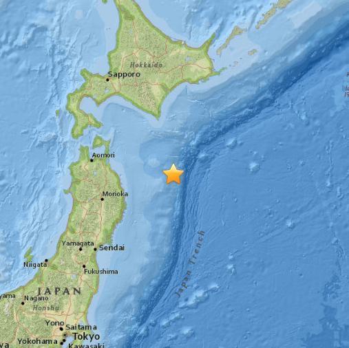 日本東部海域發生5.0級地震震源深度35公里