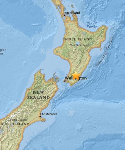 新西蘭發生5.4級地震震源深度21.4公里