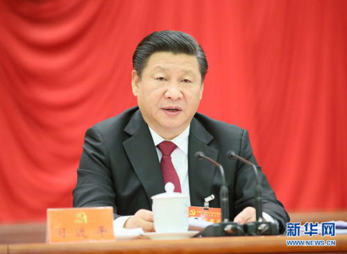 中國共產黨第十八屆中央委員會第五次全體會議，于2015年10月26日至29日在北京舉行。中央委員會總書記習近平作重要講話。 新華社記者蘭紅光 攝