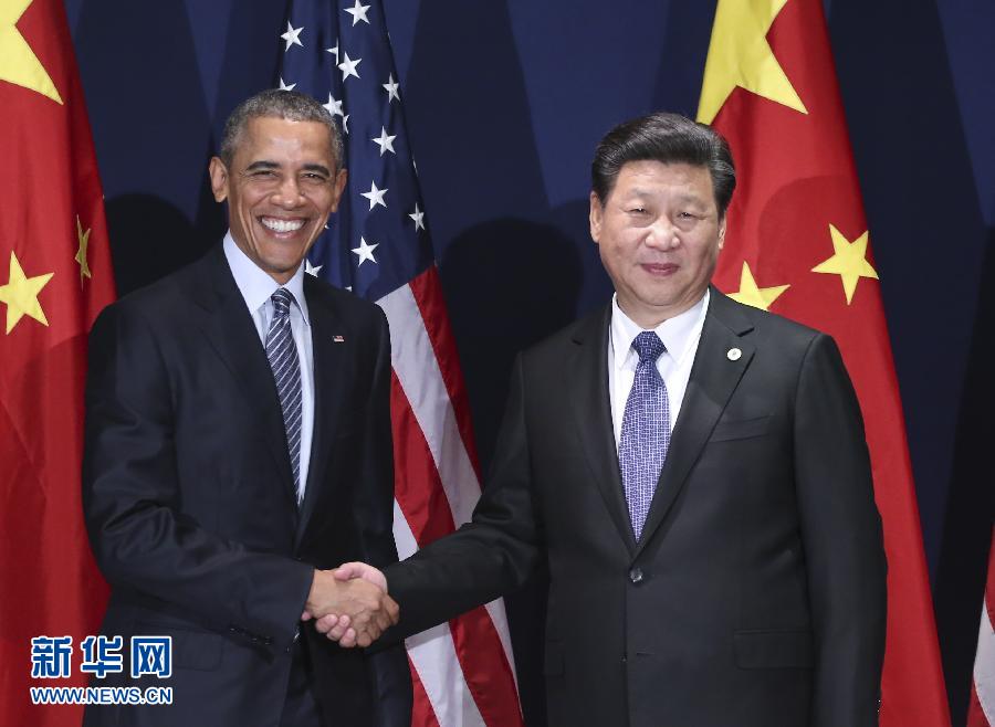 11月30日，中國國家主席習近平在巴黎會見美國總統奧巴馬。新華社記者蘭紅光攝