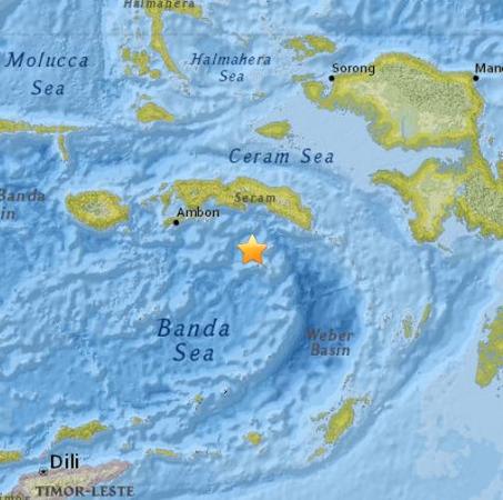 印度尼西亞海域發(fā)生5.4級地震震源深度31公里