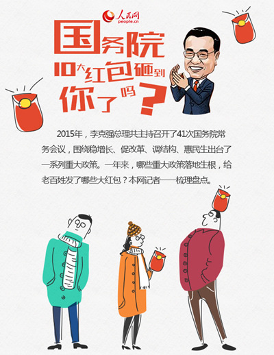媒體梳理2015年國務院十大紅包：砸到你了嗎？