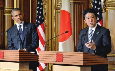 資料圖:奧巴馬與安倍(右)