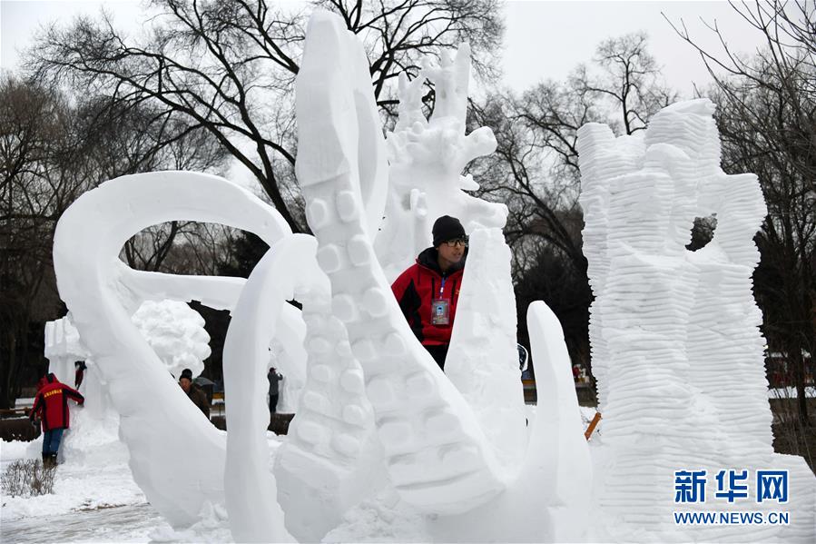 (社會)(3)大學生雪雕賽盡展“冬之韻”