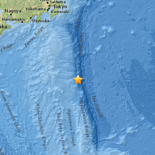 日本東南部海域發生5.7級地震震源深度10公里