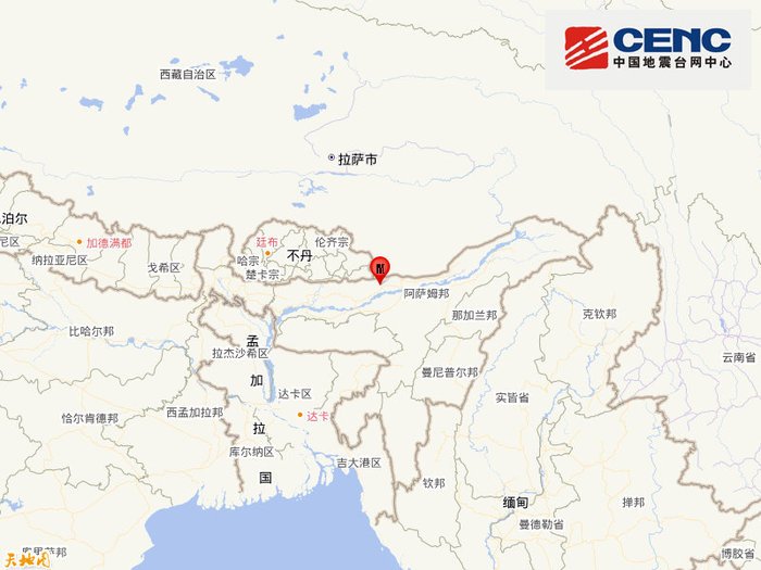 印度發(fā)生5.5級地震，震源深度20千米